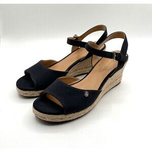 Tommy Hilfiger Gallie Espadrilles Women's Wedges Ankle Buckle Navy Sandals 10M